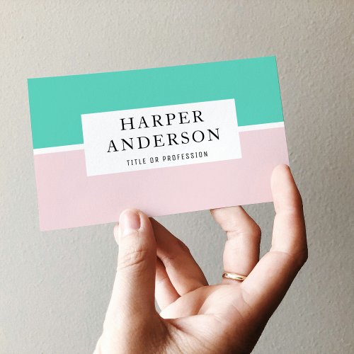 Modern Abstract Pastel Pink  Mint Professional Business Card