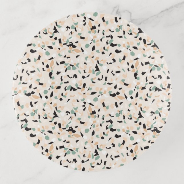 Modern Abstract Pastel Terrazzo Pattern Trinket Tray (Front)
