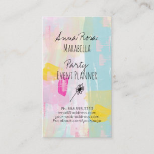 *~* Modern Abstract Pastel Turquoise Pink Yellow Business Card