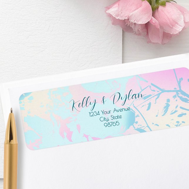 Modern Abstract Pastel Wedding Address Label (Creator Uploaded)
