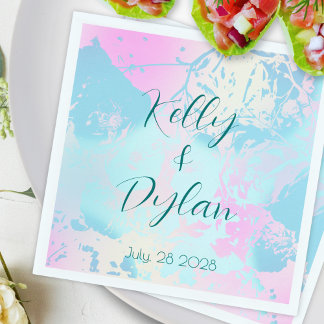 Modern Abstract Pastel Wedding Cocktail Napkins