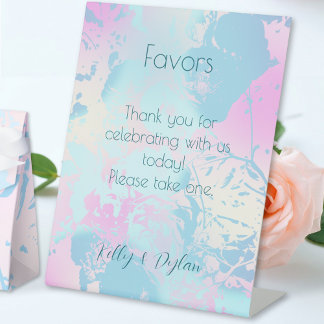 Modern Abstract Pastel Wedding Favors  Pedestal Sign