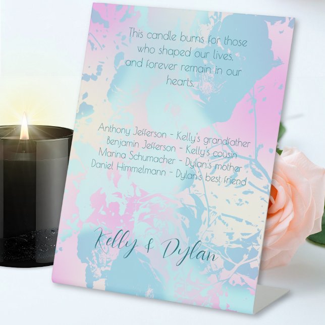 Modern Abstract Pastel Wedding In Memorial  Pedestal Sign (Creator Uploaded)