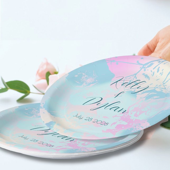 Modern Abstract Pastel Wedding Paper Plates (Creator Uploaded)