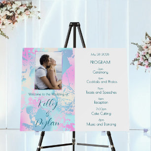 Modern Abstract Pastel Wedding Program Foam Board