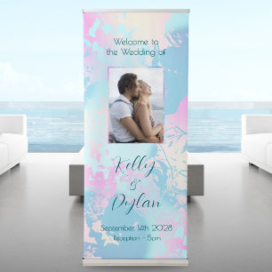 Modern Abstract Pastel Wedding Retractable Banner