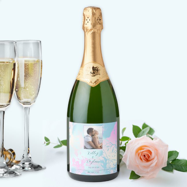 Modern Abstract Pastel Wedding Sparkling Wine Label (Creator Uploaded)