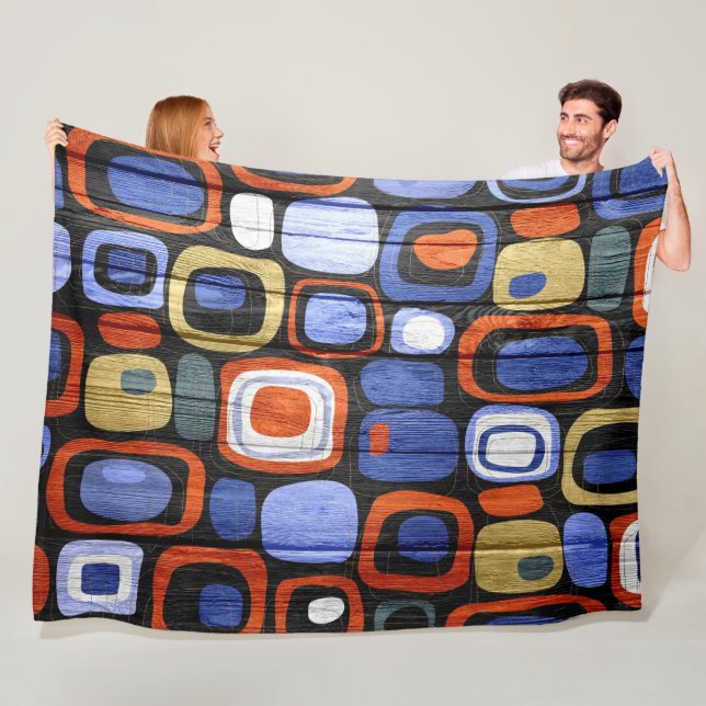 Modern Abstract Pastel Wood Look Fleece Blanket (In Situ)