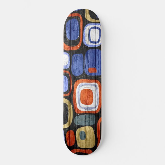 Modern Abstract Pastel Wood Look Skateboard (Front)