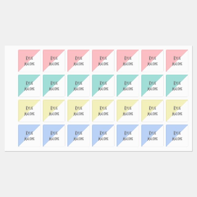 Modern Abstract Pastels Custom Iron On Clothing Kids' Labels (Sheet)