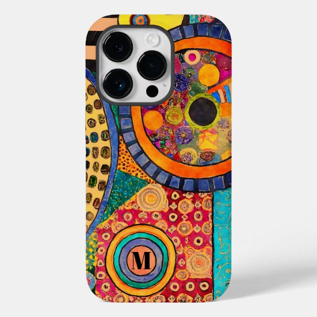 Modern Abstract Patchwork Pattern Monogram Case-Mate iPhone Case (Back)