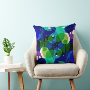 Modern abstract pattern blue throw pillow