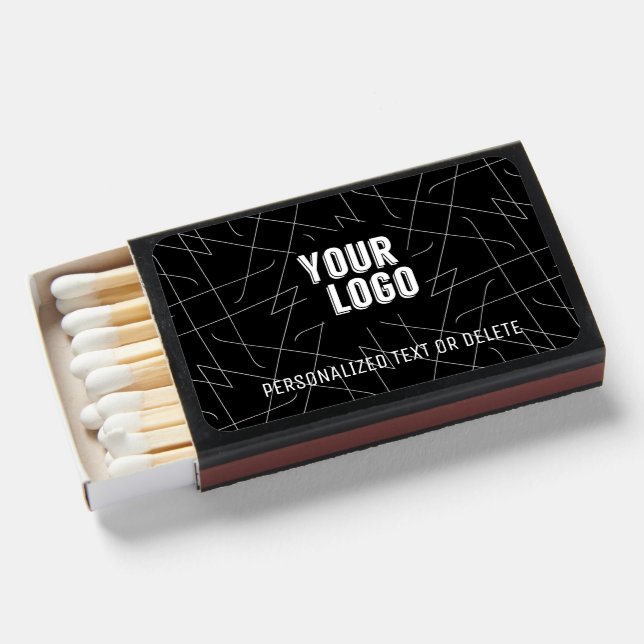 Modern Abstract Pattern Design Black Grey Custom Matchboxes (Front Open)