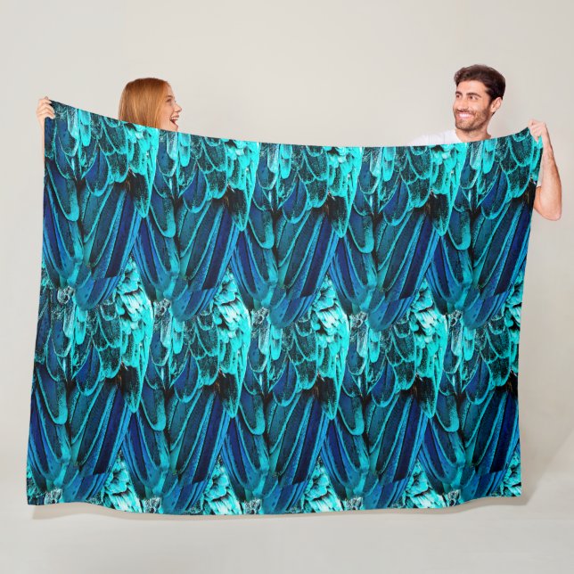 Modern abstract pattern in emerald and blue tones fleece blanket (In Situ)