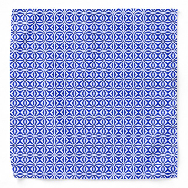 Modern Abstract Pattern in Royal Blue & White Bandana (Front)