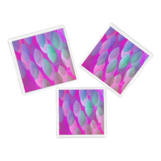 Modern Abstract Pattern | Magenta Purple Pink Teal Acrylic Tray