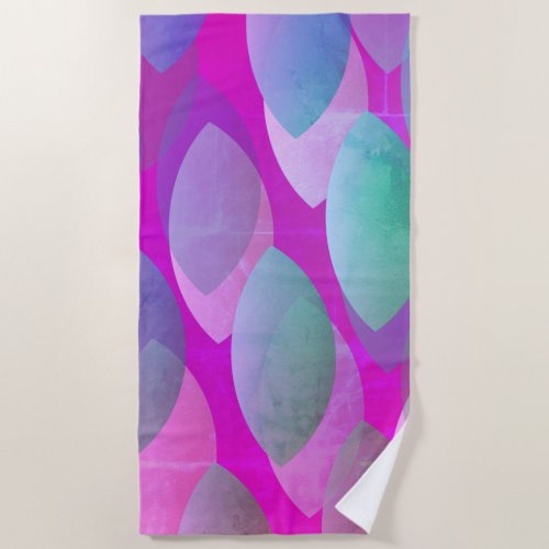Modern Abstract Pattern  Magenta Purple Pink Teal Beach Towel