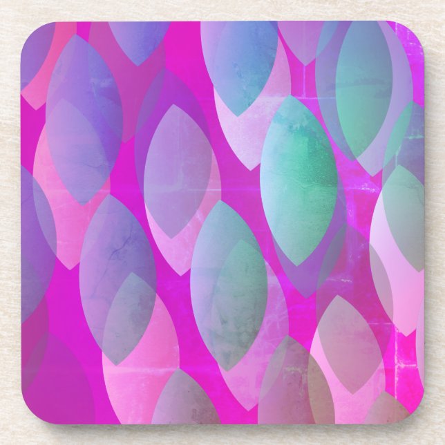 Modern Abstract Pattern | Magenta Purple Pink Teal Beverage Coaster (Front)