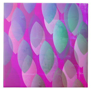 Modern Abstract Pattern   Magenta Purple Pink Teal Ceramic Tile