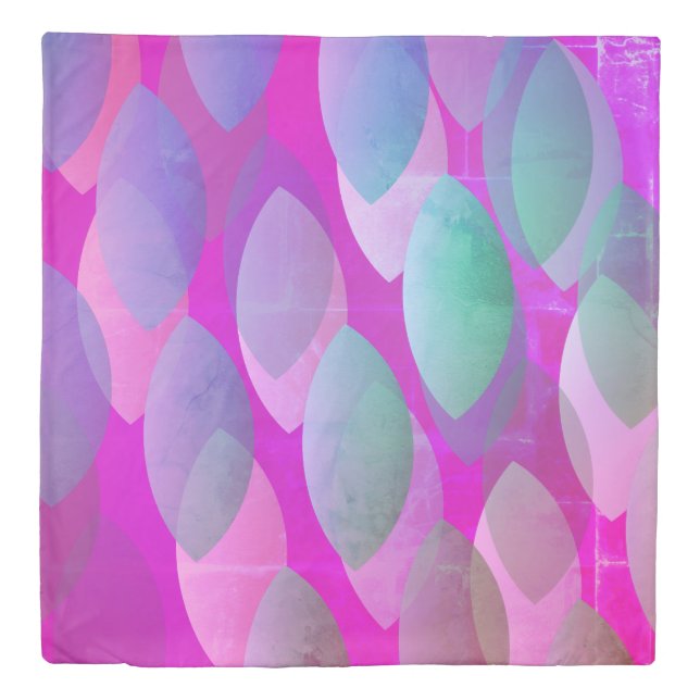 Modern Abstract Pattern | Magenta Purple Pink Teal Duvet Cover (Front)