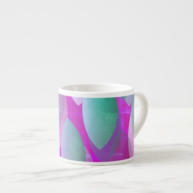 Modern Abstract Pattern | Magenta Purple Pink Teal Espresso Cup (Front Right)