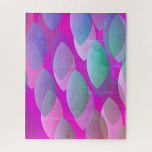 Modern Abstract Pattern Magenta Purple Pink Teal Jigsaw Puzzle
