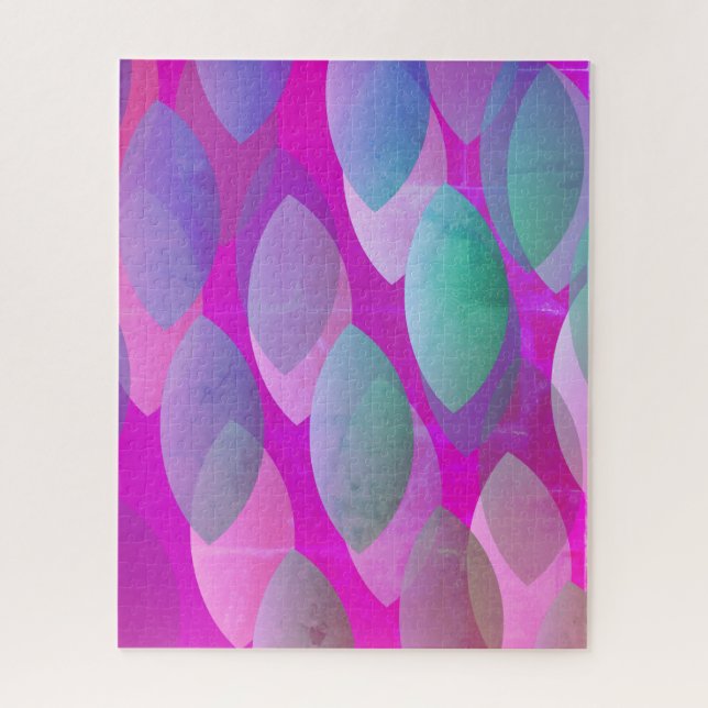 Modern Abstract Pattern | Magenta Purple Pink Teal Jigsaw Puzzle (Vertical)