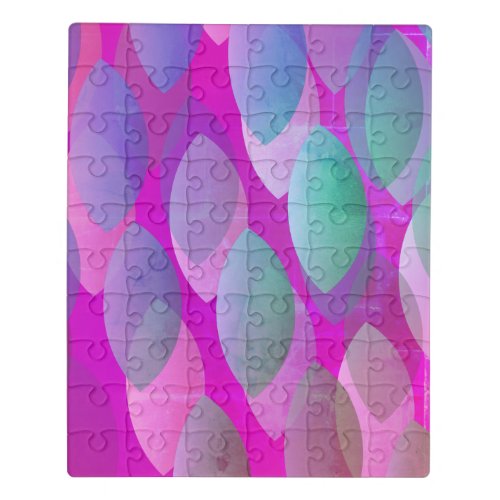 Modern Abstract Pattern  Magenta Purple Pink Teal Jigsaw Puzzle