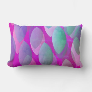 Modern Abstract Pattern Magenta Purple Pink Teal Lumbar Pillow