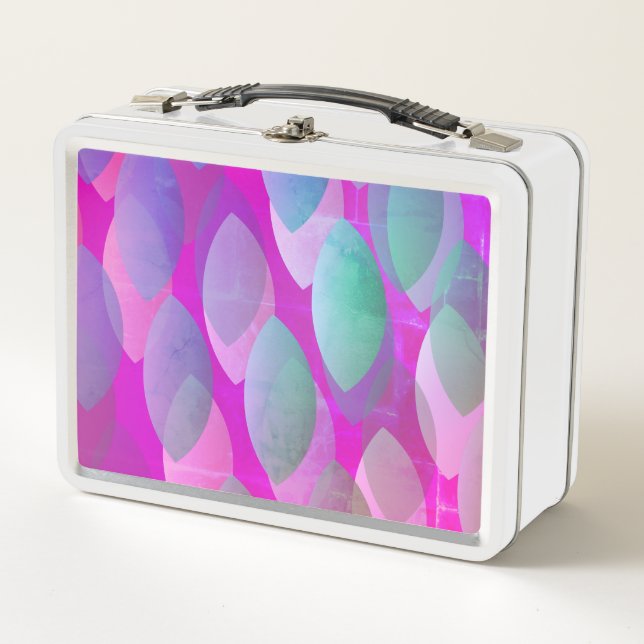 Modern Abstract Pattern | Magenta Purple Pink Teal Metal Lunch Box (Front)