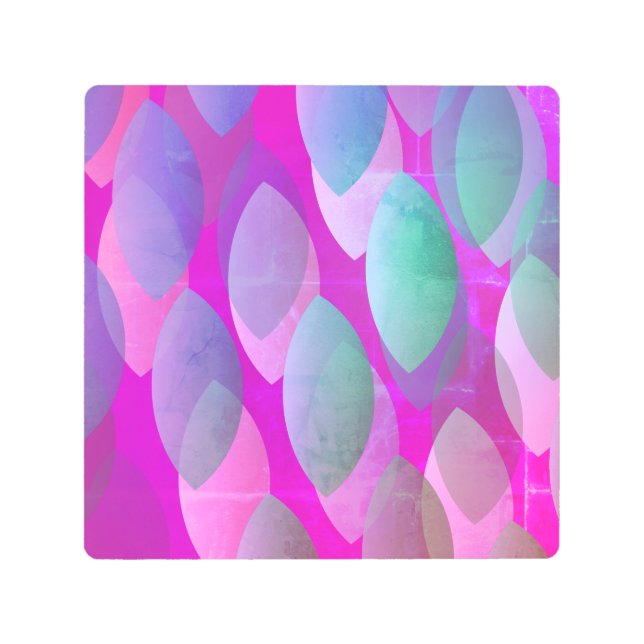 Modern Abstract Pattern | Magenta Purple Pink Teal Metal Print (Front)