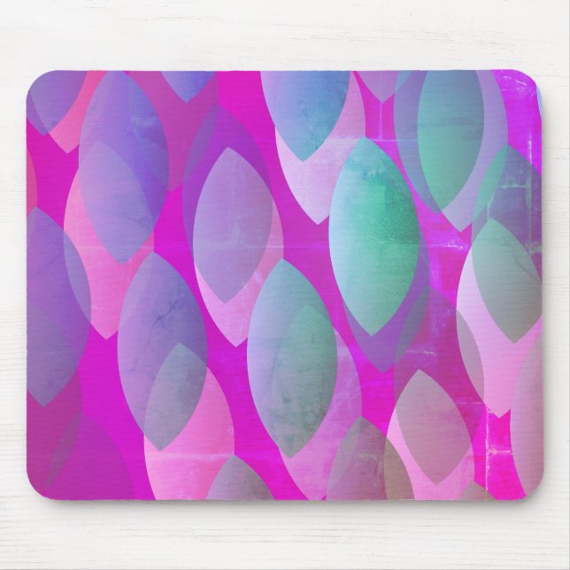 Modern Abstract Pattern | Magenta Purple Pink Teal Mouse Pad (Front)