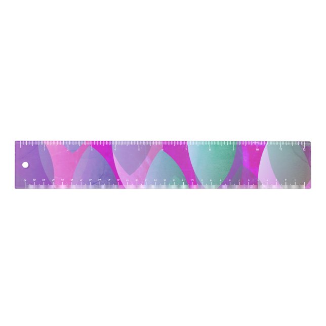 Modern Abstract Pattern | Magenta Purple Pink Teal Ruler (Front)