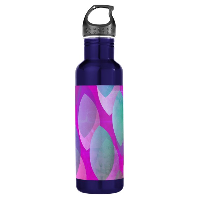 Modern Abstract Pattern | Magenta Purple Pink Teal Stainless Steel Water Bottle (Front)