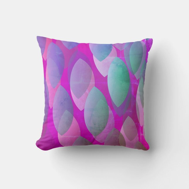 Modern Abstract Pattern | Magenta Purple Pink Teal Throw Pillow (Front)