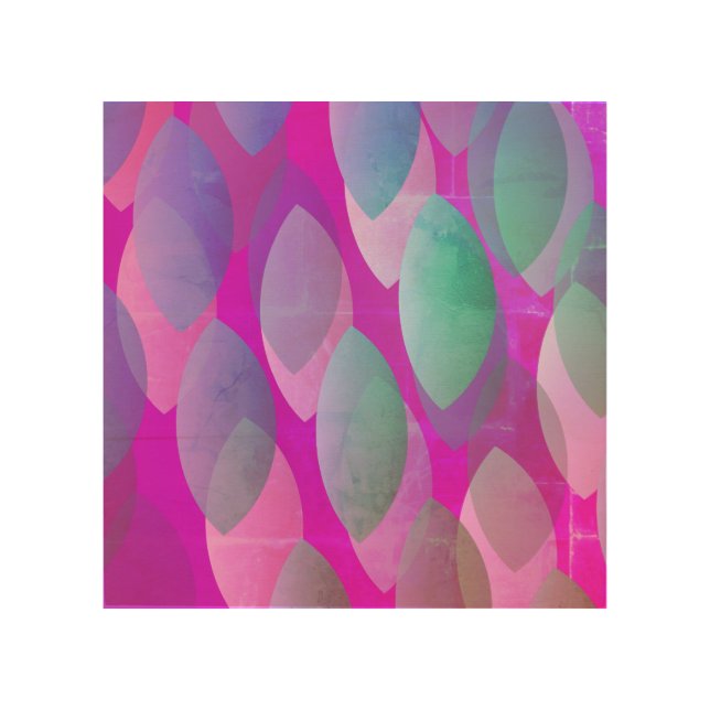 Modern Abstract Pattern | Magenta Purple Pink Teal Wood Wall Art (Front)