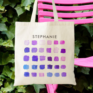 Modern Abstract Pattern Personalised Purple Tote Bag