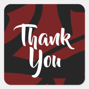 Modern Abstract Pattern Red and Black Thank You Square Sticker
