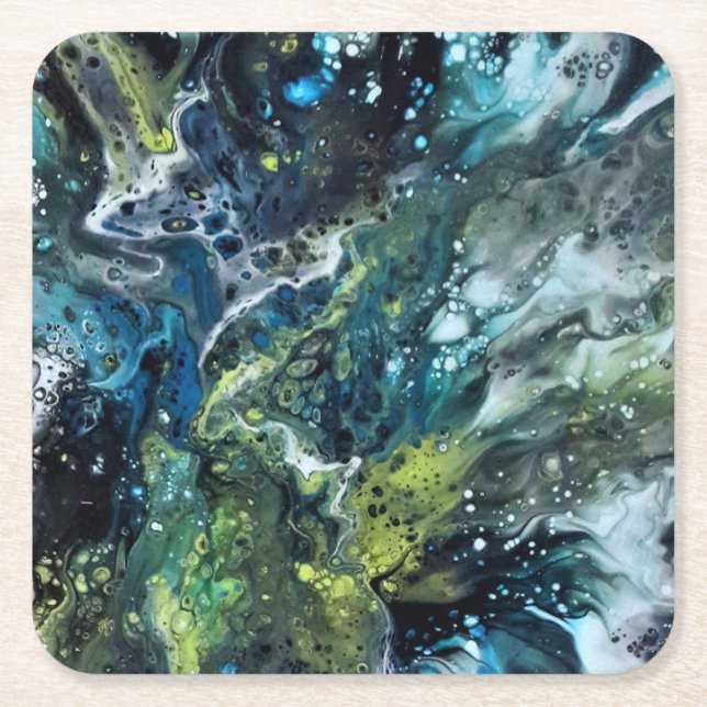 Modern abstract pattern square paper coaster (Front)