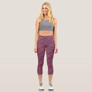 Modern Abstract  Pattern with Hearts Capri Leggings