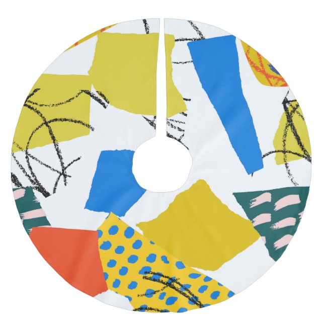Modern Abstract Pattern with Shapes. Brushed Polyester Tree Skirt (Front)