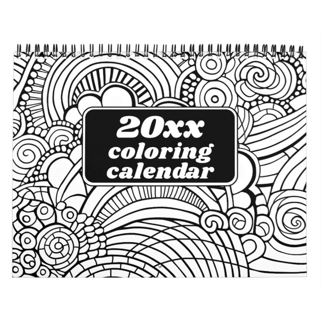 Modern Abstract Patterns - Black White Coloring Calendar (Cover)