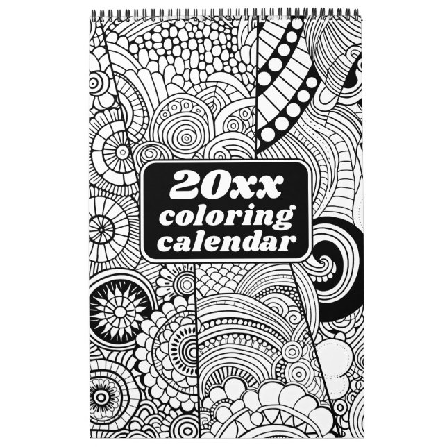 Modern Abstract Patterns Coloring - Black White Calendar (Cover)