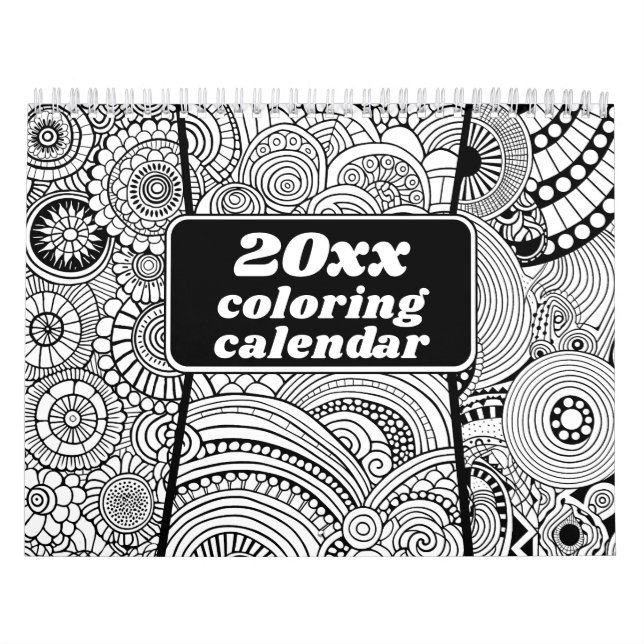 Modern Abstract Patterns Coloring - Black White Calendar (Cover)