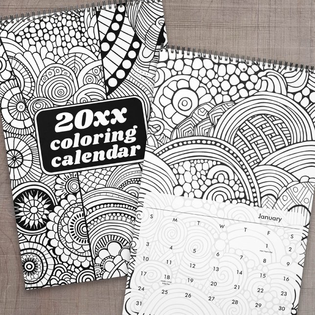 Modern Abstract Patterns Coloring Calendar (Photo Calendar)