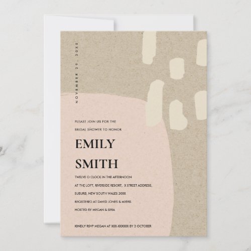 MODERN ABSTRACT PEACH PINK BRIDAL SHOWER INVITE