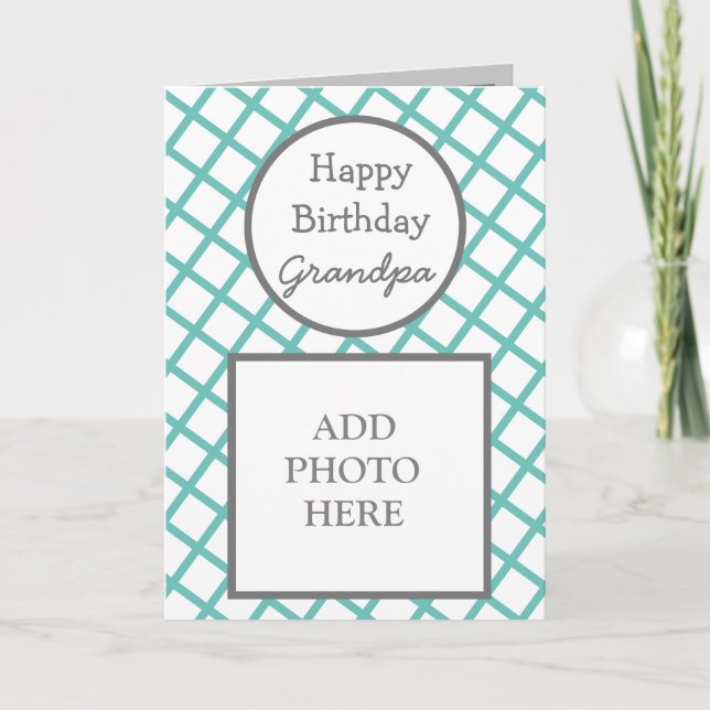 Modern Abstract Photo Card Happy Birthday Grandpa (Front)