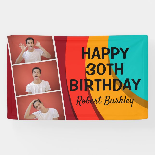 Modern Abstract Photo Collage | Birthday Banner (Horizontal)