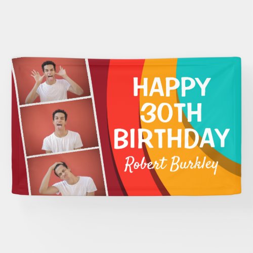 Modern Abstract Photo Collage  Birthday Banner