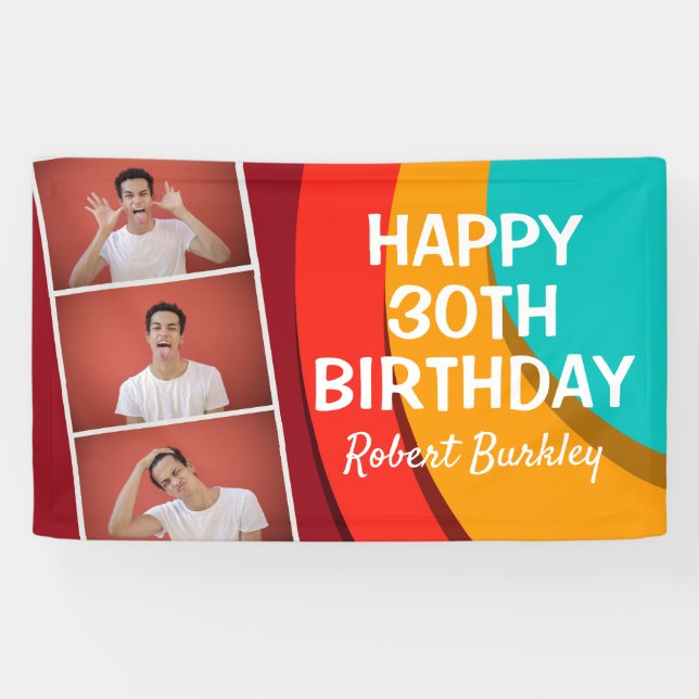 Modern Abstract Photo Collage | Birthday Banner (Horizontal)